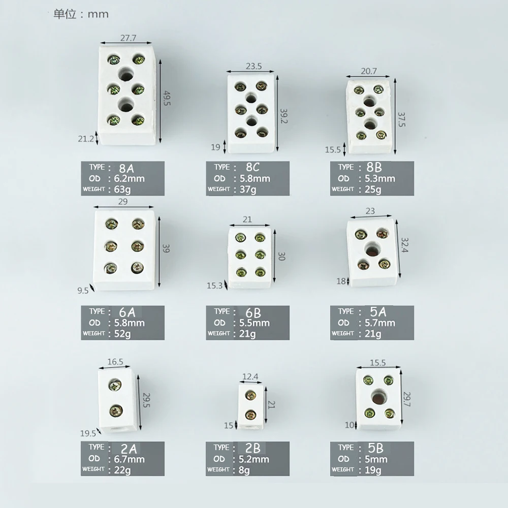 2 Hole Connector Ceramic Terminal Block New Arrival 10 Pcs Porcelain Ceramic Terminal Blocks Wire Connector OD 5.6mm 3mm