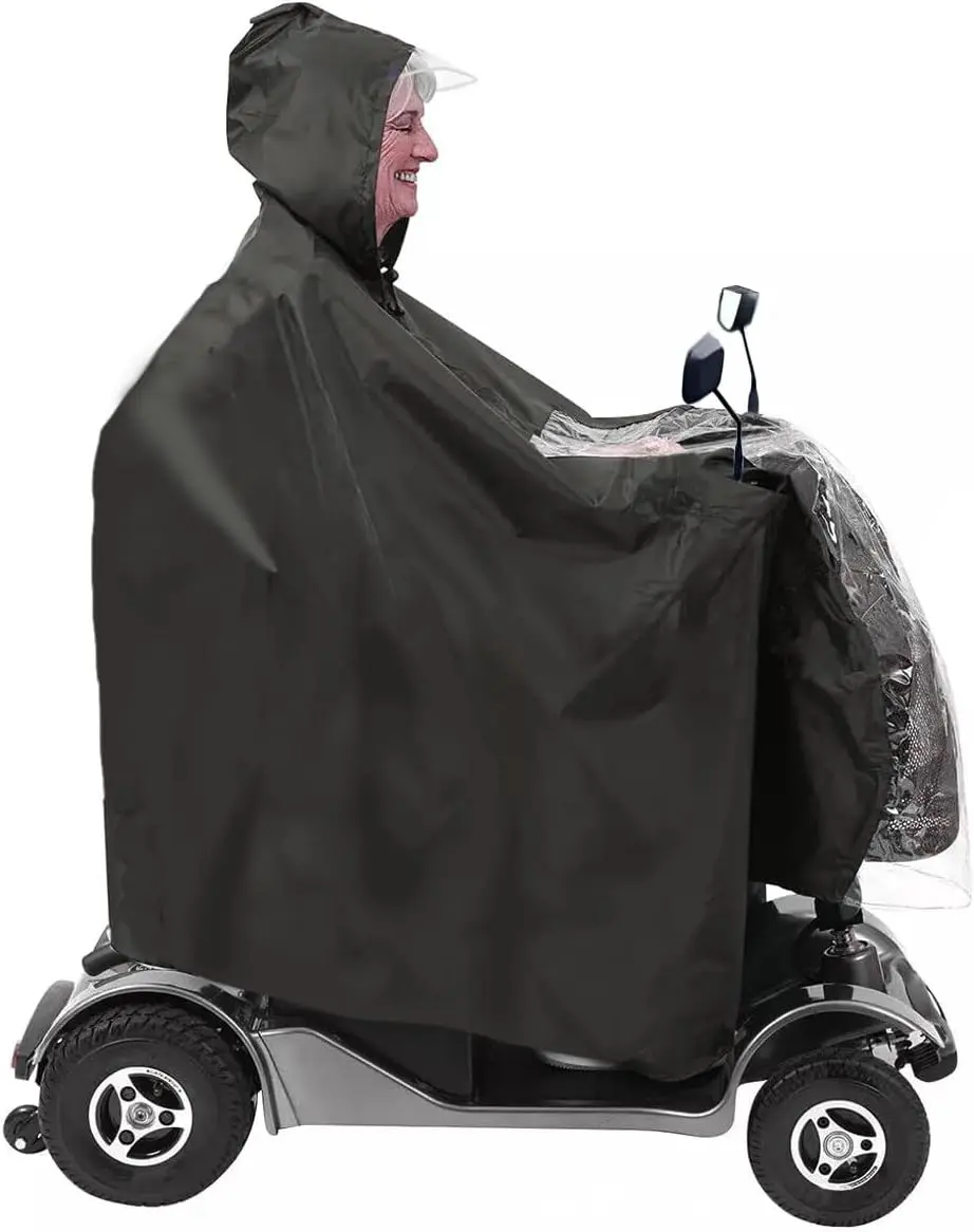 

Elderly Four-Wheeled Electric Mobility Scooter Raincoat, Mobility Scooter rain Cover, rain and Snow Protection, with Rearview Mi