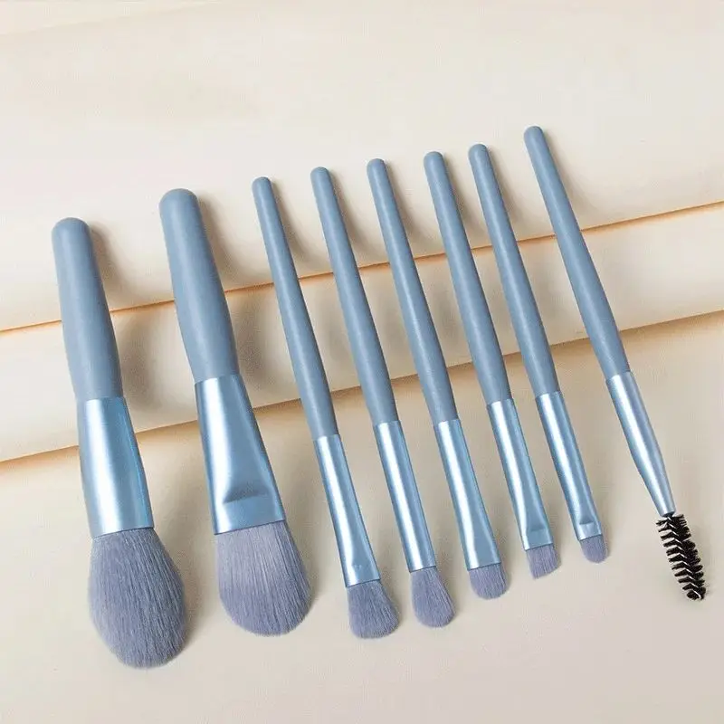 Pincéis de maquiagem portátil Set, escovas macias macias, Sombra Blush, Sombra em pó, Fundação Mistura, Corretivo Make Up Tool, 8Pcs