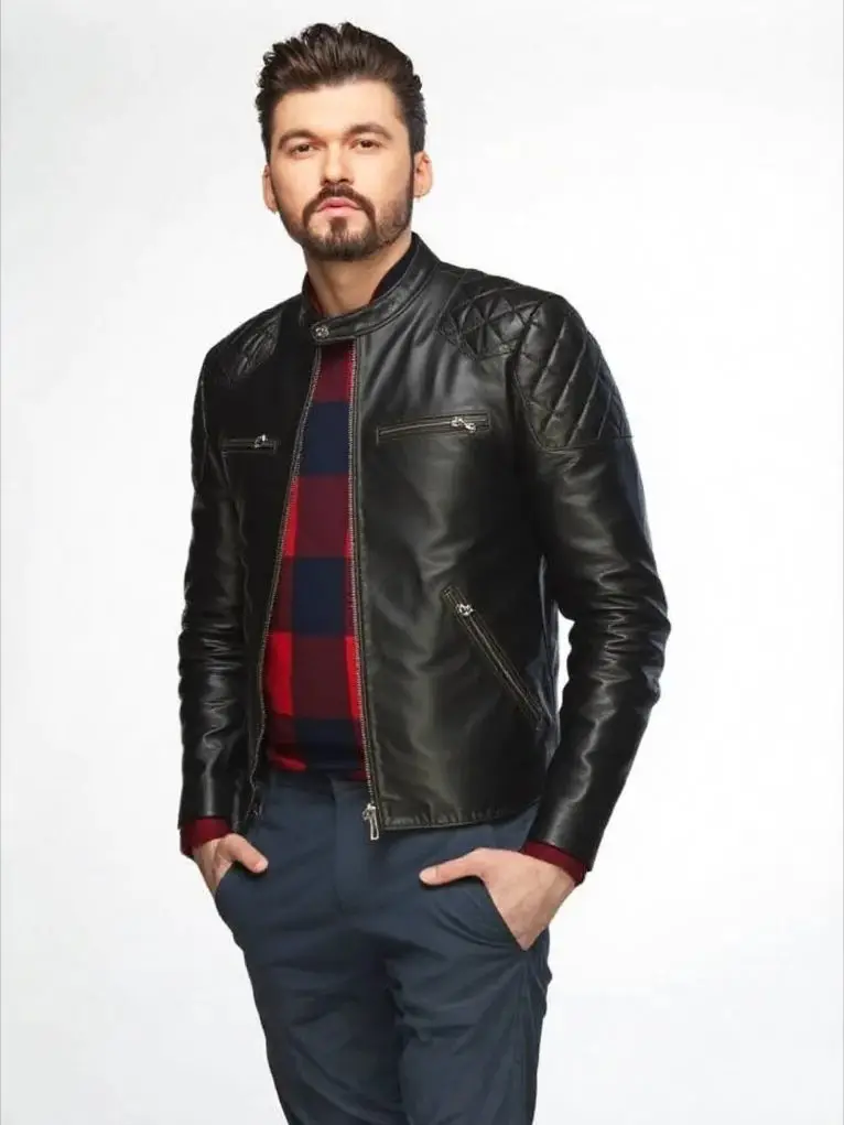 

Black Winter Leather Jacket Men Sports Style Plus Size 5XL Genuine Natural Thick Cowhide Stand Collar Slim Fit Vintage Coat