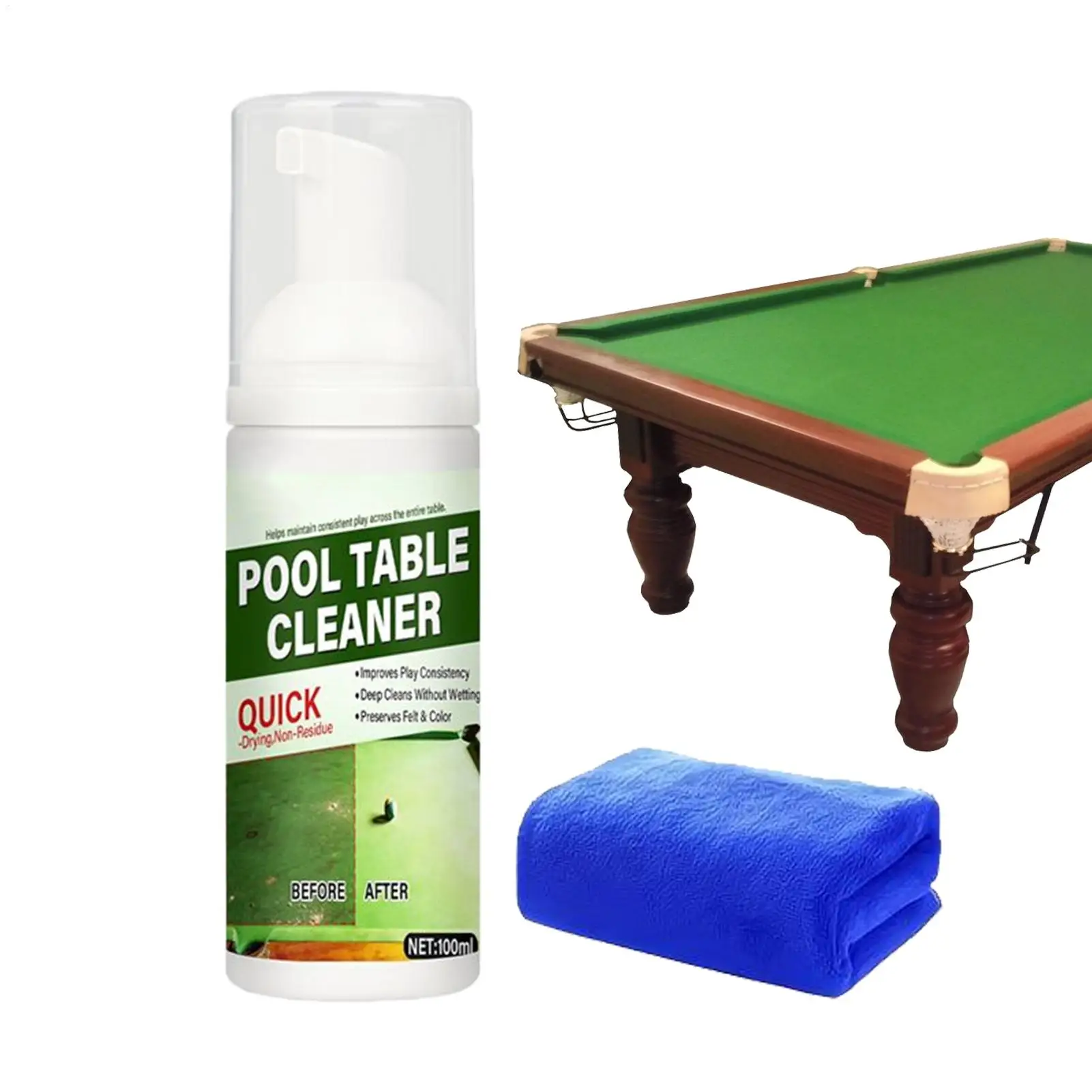 

Мусс для ухода за бильярдным суком 100 мл с полотенцем, многофункциональное чистящее средство для бильярдных столов для спортивных клубов, дома и турниров