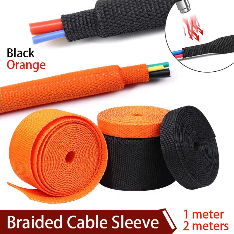 1-2Meter 2: 1 Braided Cable Sleeve Heat Shrink Tube 4-30mm insulated flame-retardant wire wrapping protector and wire organizer