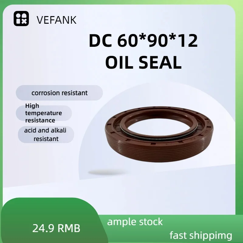 The DC 60x90x12 double-lip spring-loaded oil seal is suitable for automotive shaft sealing applications.