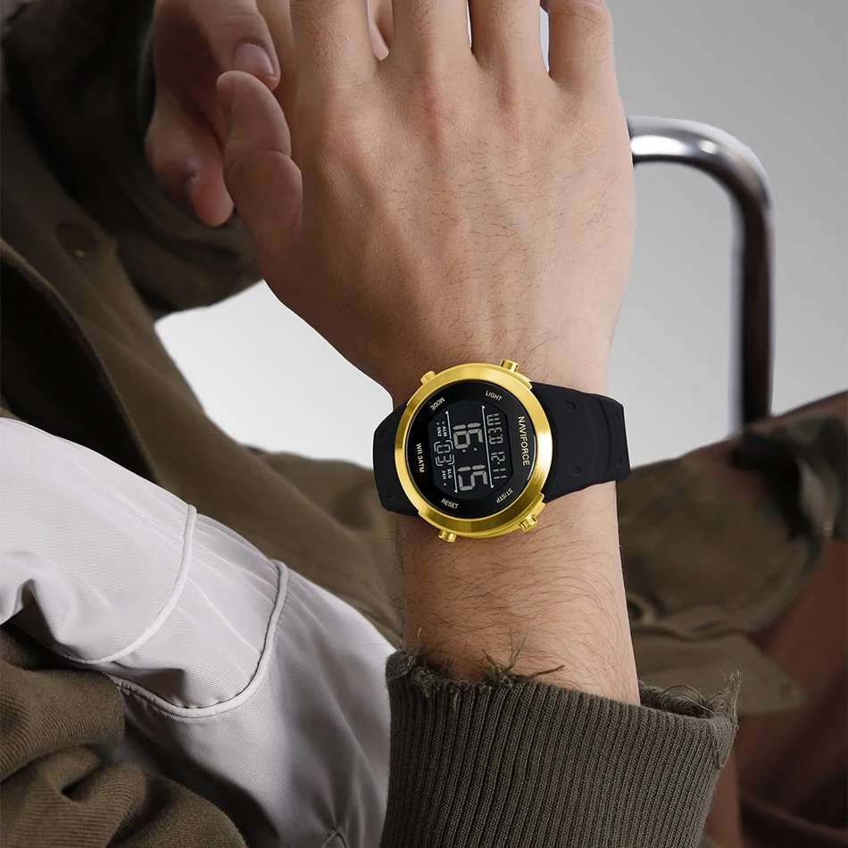 

NAVIFORCE электронные часы, спортивные часы, мужские наручные часы, силиконовый ремешок, светодиодный светильник, ночник, экран дисплея для мальчиков