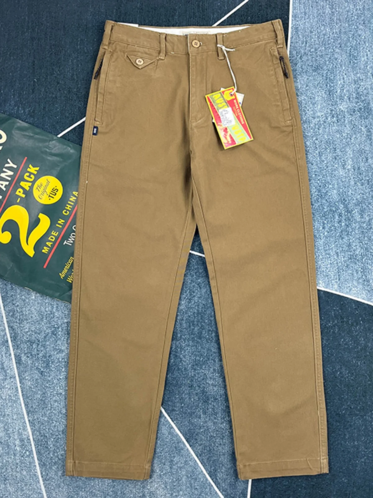 الوزن الثقيل 100% القطن الخالص مستقيم الساق ملابس العمل سراويل تقليدية الرجال الكاكي العميق السراويل الأمريكية الرجعية الخريف السراويل السميكة Amekaji