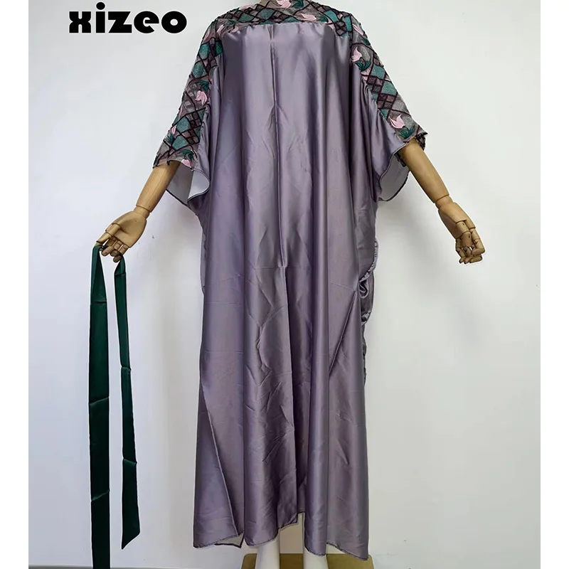 XIZEO  Summer Women Cardigan Kaftan Fashion Sexy Boho African Holiday Free Sze Long Sleeve Silk Feeling Robe Kimono CAFTAN