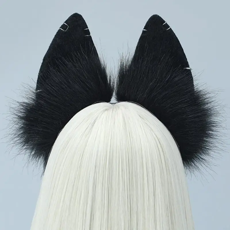 U4LE Accesorio disfraz con orejas lobo felpa con temática única, adorno para cabello, accesorios para cabello del