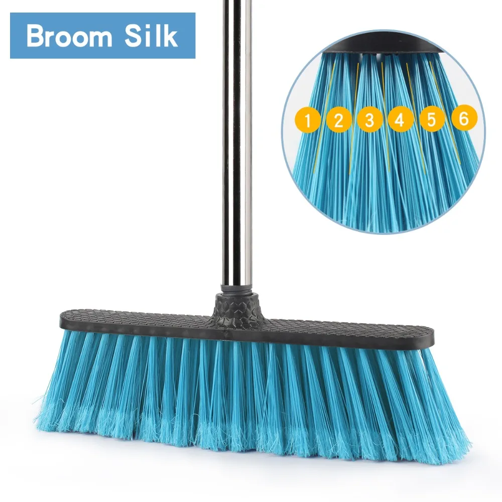 GUANYAO Floor Cleaning Broom with Adjustable Long Handle Plastic Brooms Scrubber for Cleaning Bathroom Courtyard Portable Tools