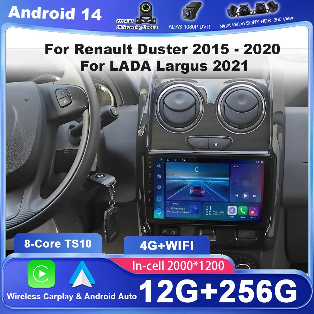 

Android Car Radio For Renault Duster 2015 - 2020 for LADA Largus 2021 Auto Multimidia Player GPS Navigation 4G Carplay 2din DVD