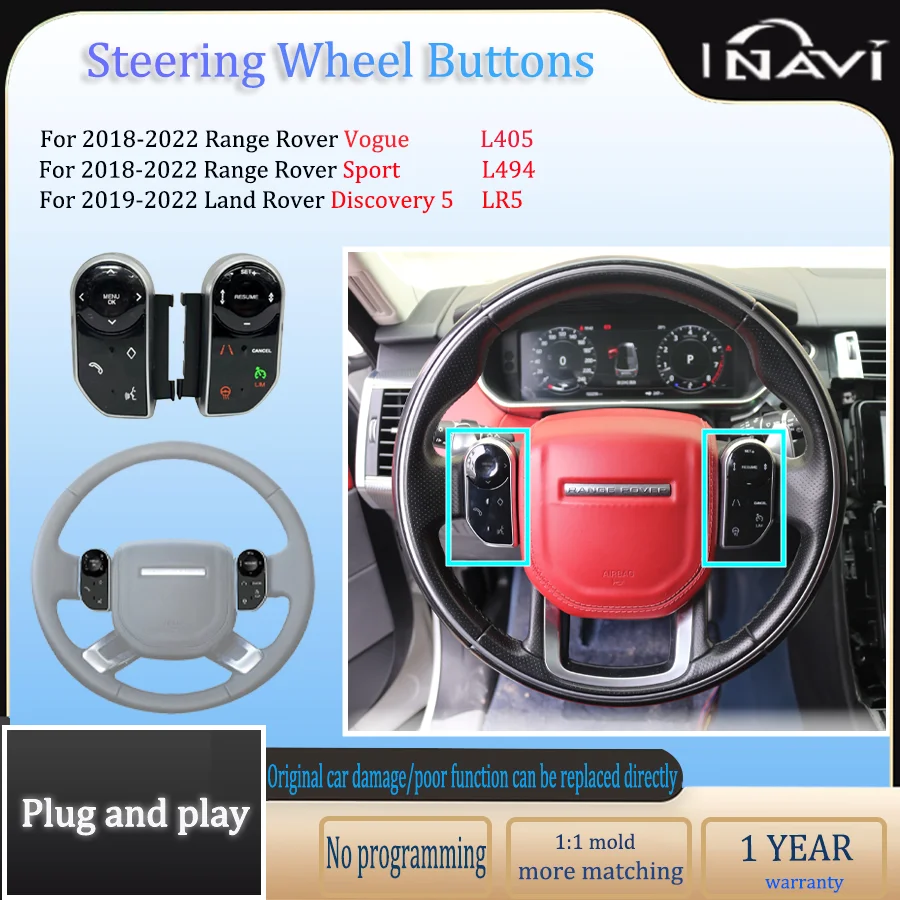 Steering wheel touch buttons for 2018-2022 Range Rover Sport L494/Vogue L405/ Land Rover Discovery 5 L462