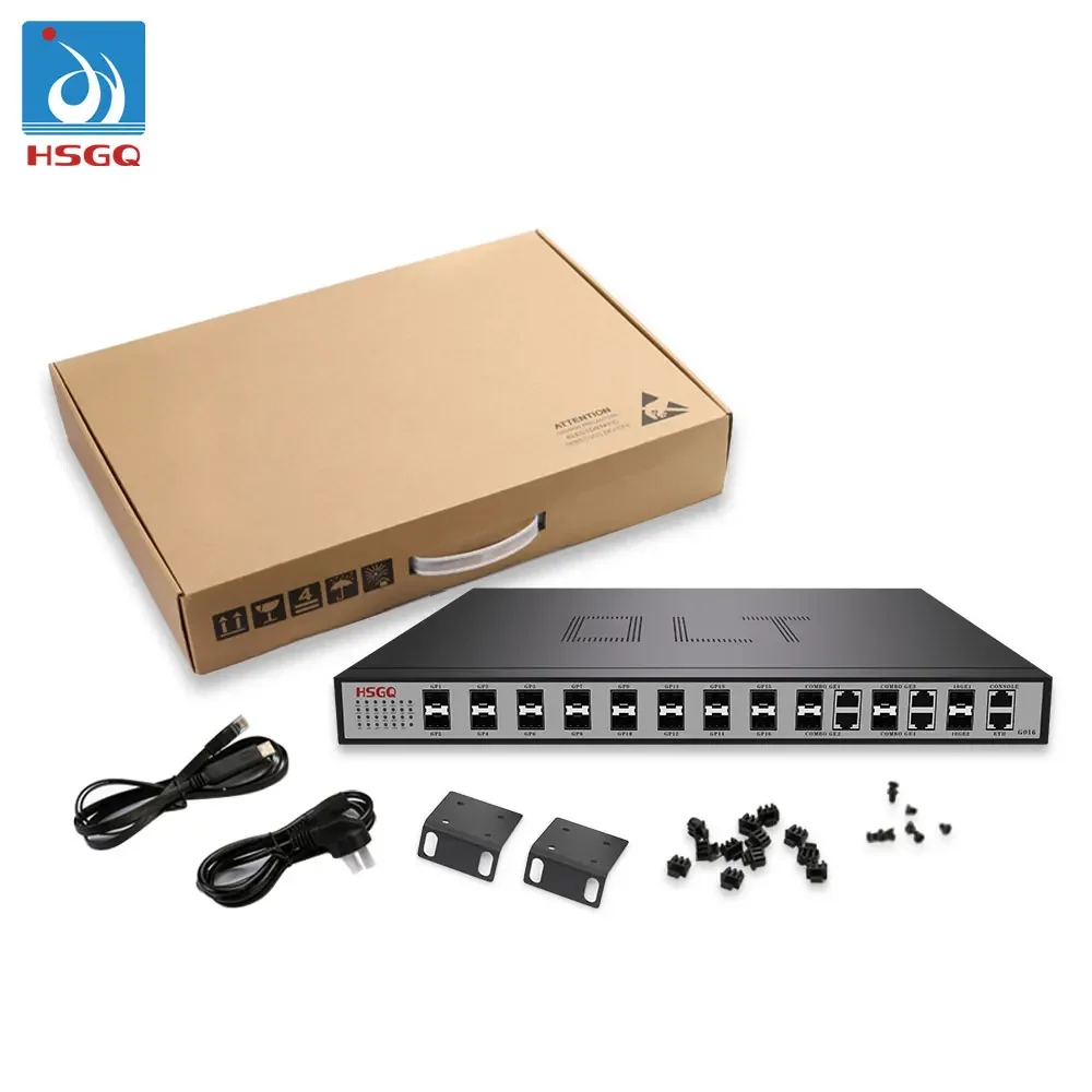 ftth-apparatuur Triple-Play 16-poorts GPON OLT 1U met Broadcom-chipset voor FTTH-oplossing compatibel met HUAWEI ONU