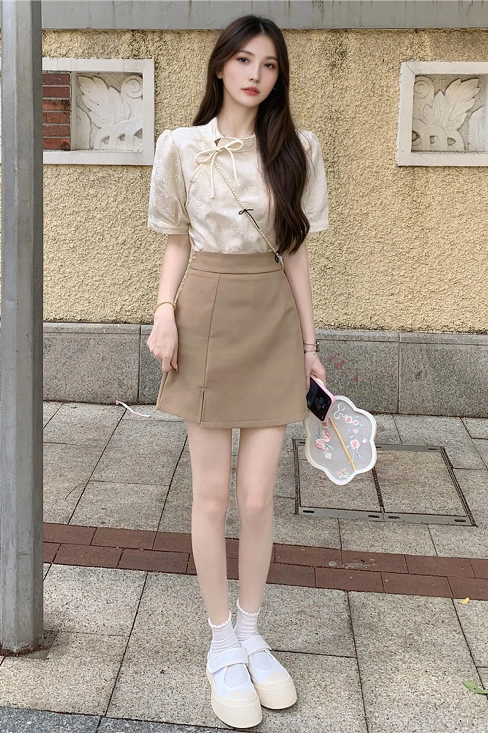 Moda elegante donna abiti estate tinta unita maniche corte camicia top + semplice minigonna temperamento ufficio signora due pezzi set