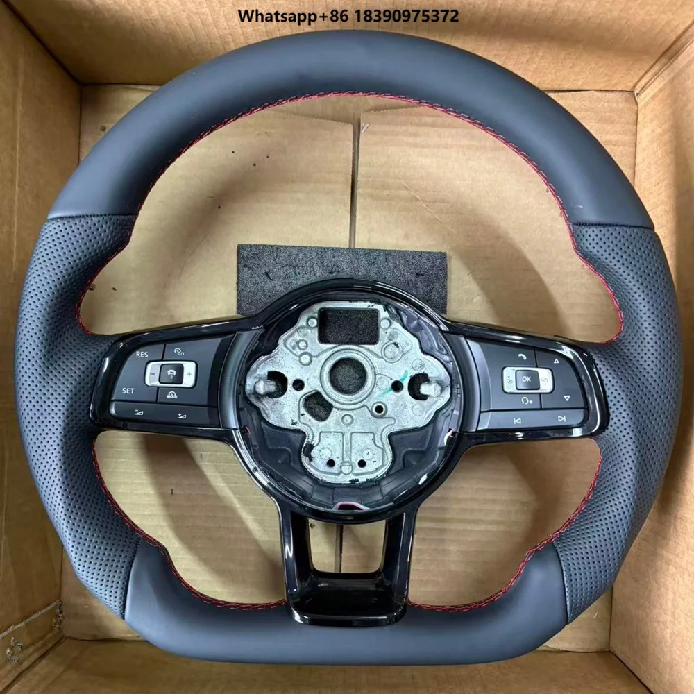 R Line Leather Steering Wheel for VW for  Golf 5 6 7 7.5 R MK5 MK6 MK7 MK7.5 GTI Polo Passat CC Car Steering Wheel