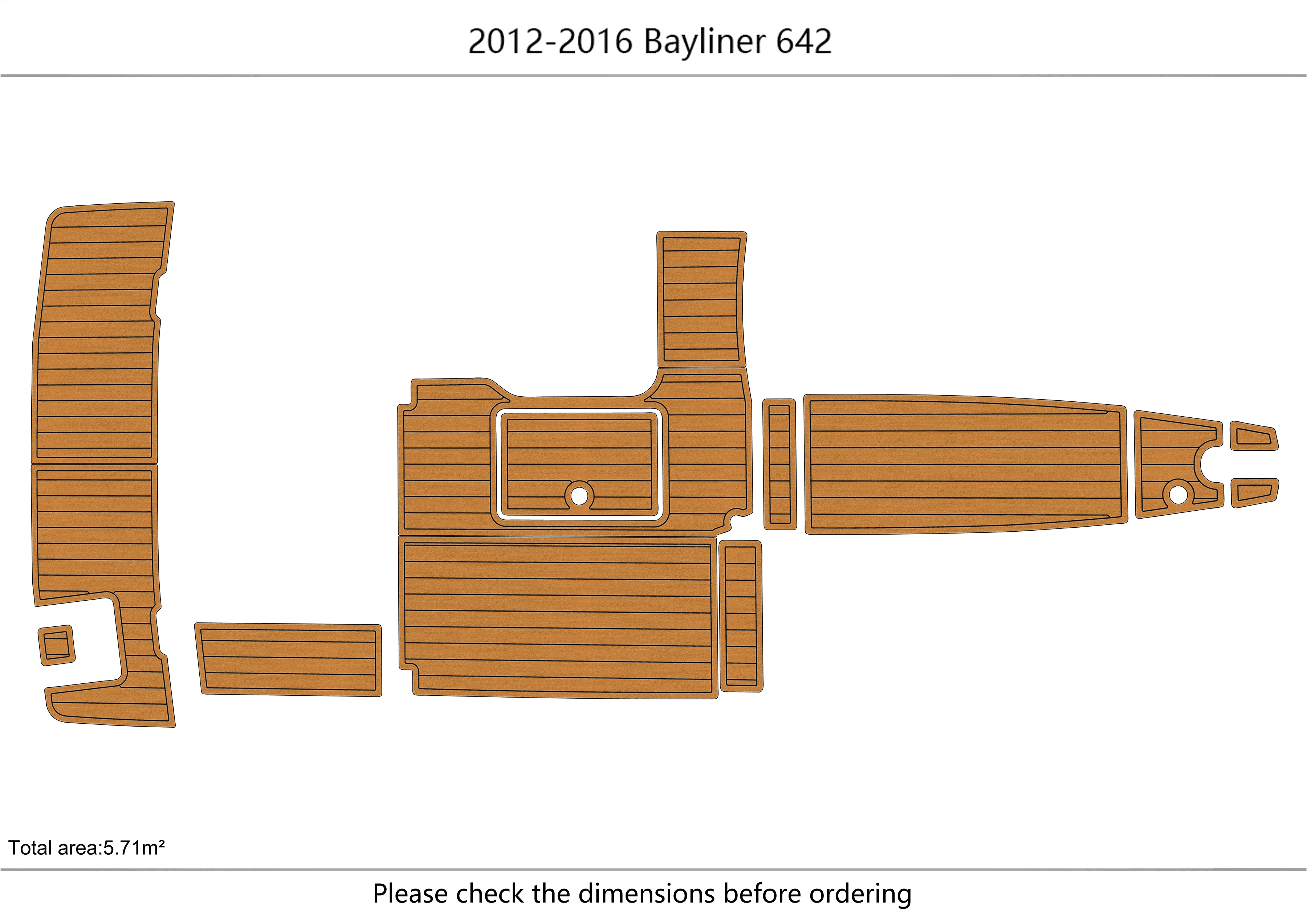 2012-2016 Bayliner 642 1/4 "6 مللي متر إيفا رغوة عدم الانزلاق بولي كلوريد الفينيل خشب الساج التزيين البحرية حصيرة سيديك أكوا السجاد أرضية بحرية #2