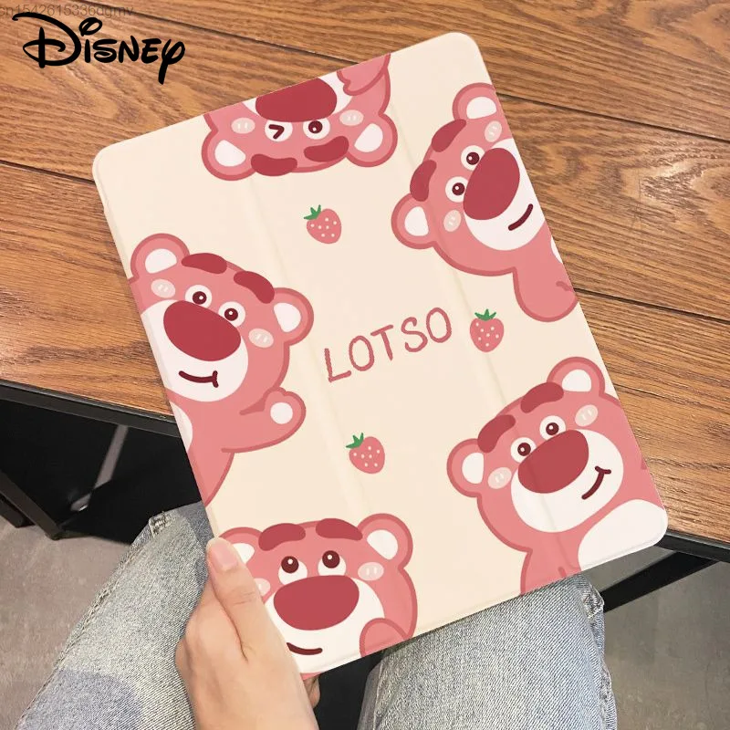 Disney Lotso Harajuku Acrylic IPad Protector Case Cute 2021 9th Generation IPad Pro Trifold Cover With Pen Slot Air 5 Hard Case