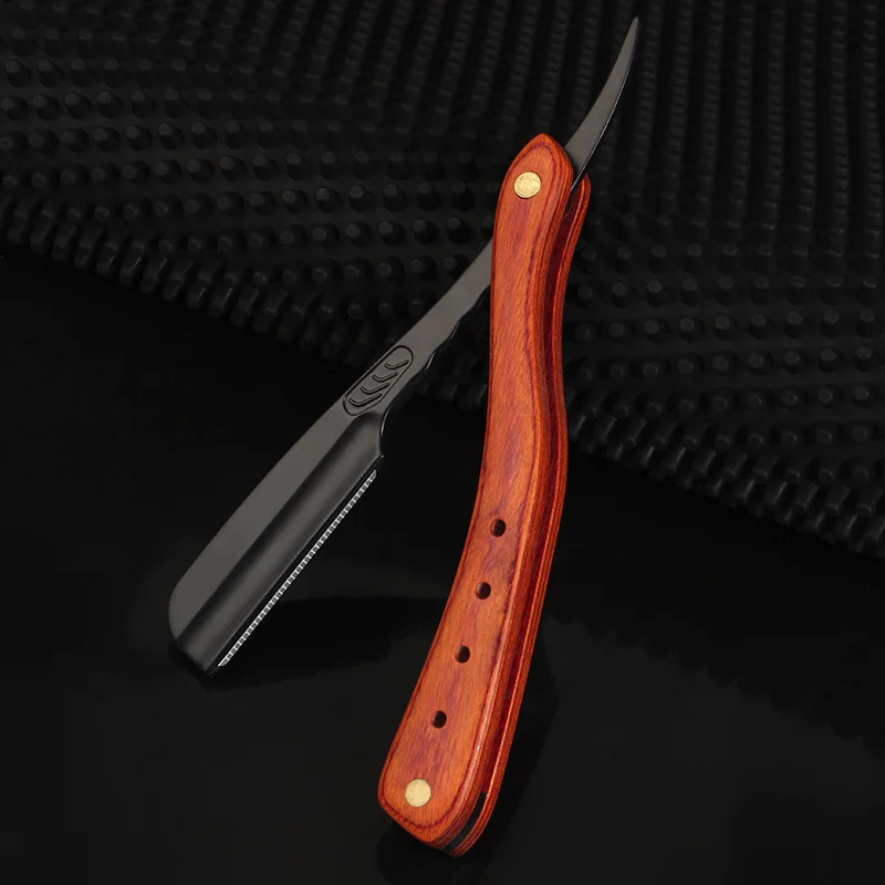 1 шт., профессиональная ручная бритва с прямыми краями из нержавеющей стали, острое парикмахерское лезвие, бритва, складной резак для бритья бороды с лезвием