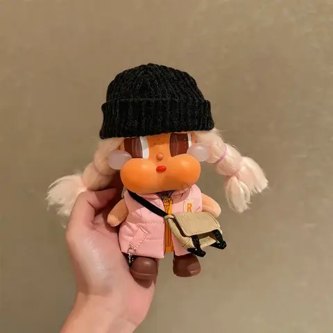 For CRYBABY Vacation Mode On doll clothes quilted vest For Labubu 17cm Doll winter outfit Clothing Accessories