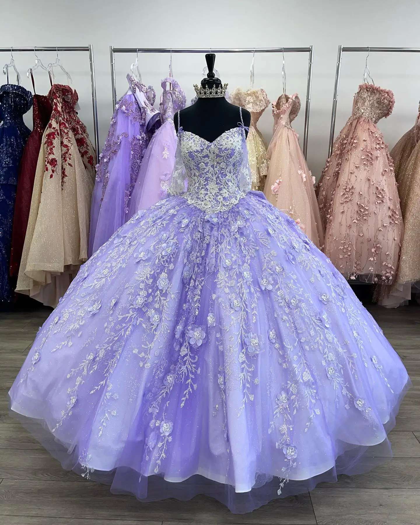 Sparkle Sequins vestidos de 15 años 2022 Lilac Light Ice-Blue Puffy Ballgown Quinceanera Sweet 16 Dress Prom Quince Gown Lace-Up