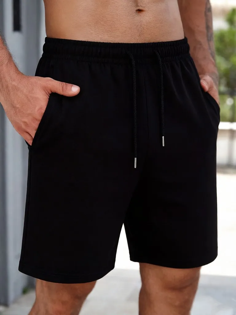 

Summer Sport Man Solid Short Pants Jogging Casual Shorts Running Beach Pocket Sweatpants Basics Street Bottom Suitable Britches