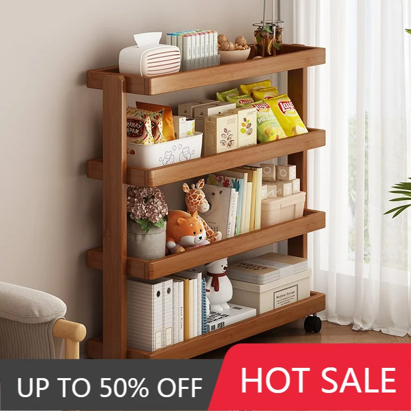 Solid Wood Storage Shelf Morden Aesthetic Rotatable Sofa Side Shelf Minimalist Multi-layer Removable Bookshelf Home Supplies
