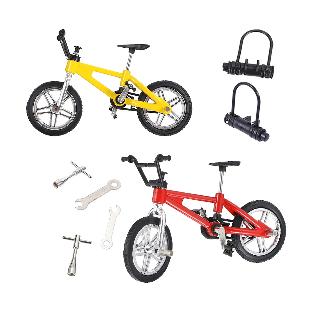 Mini vélo de bureau en alliage d'aluminium, 2 ensembles, pour soulager le Stress, jeu de table, vélo de Simulation, décor de Collection pour enfants et adultes