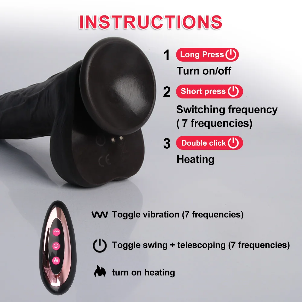 Automatic Telescopic Dildo Vibrator Wireless Control Rotating Penis Realistic Anal Dildos Suction Cup Big Cock Sex Toy For Women