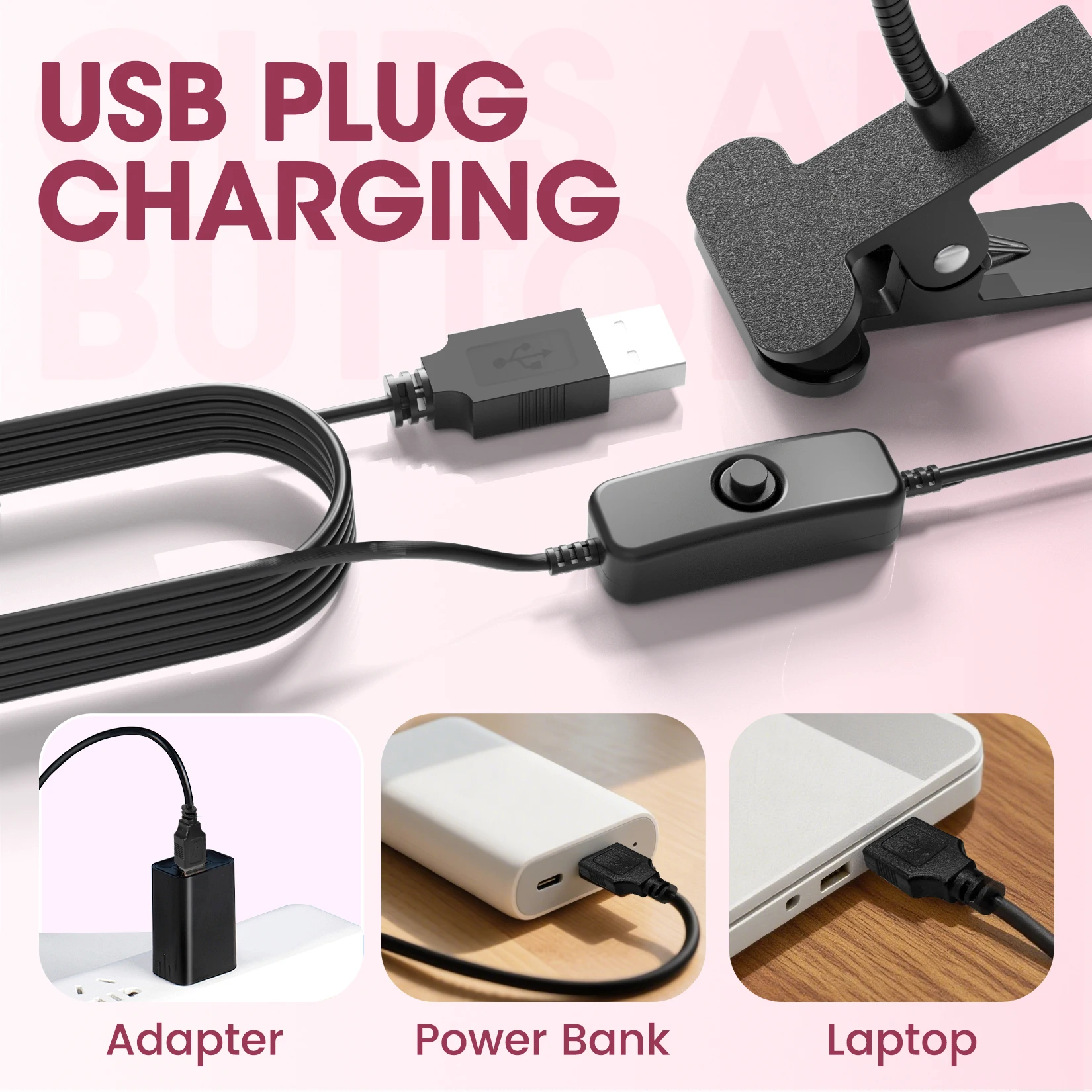 Lampe de polymérisation des ongles en Gel UV 5W, lumière UV LED avec Clip et Tube Flexible, sèche-ongles pour vernis Gel