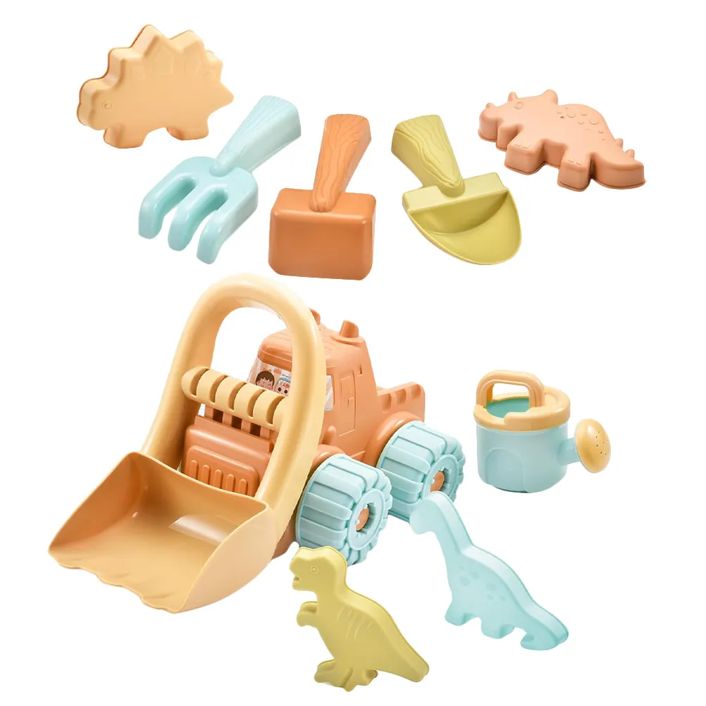 9Pcs Dinosaur Sand Molds Kids Beach Set Shovel Rake Digger Watering Can Outdoor Sand Play Accessories Beach Toy for Kids