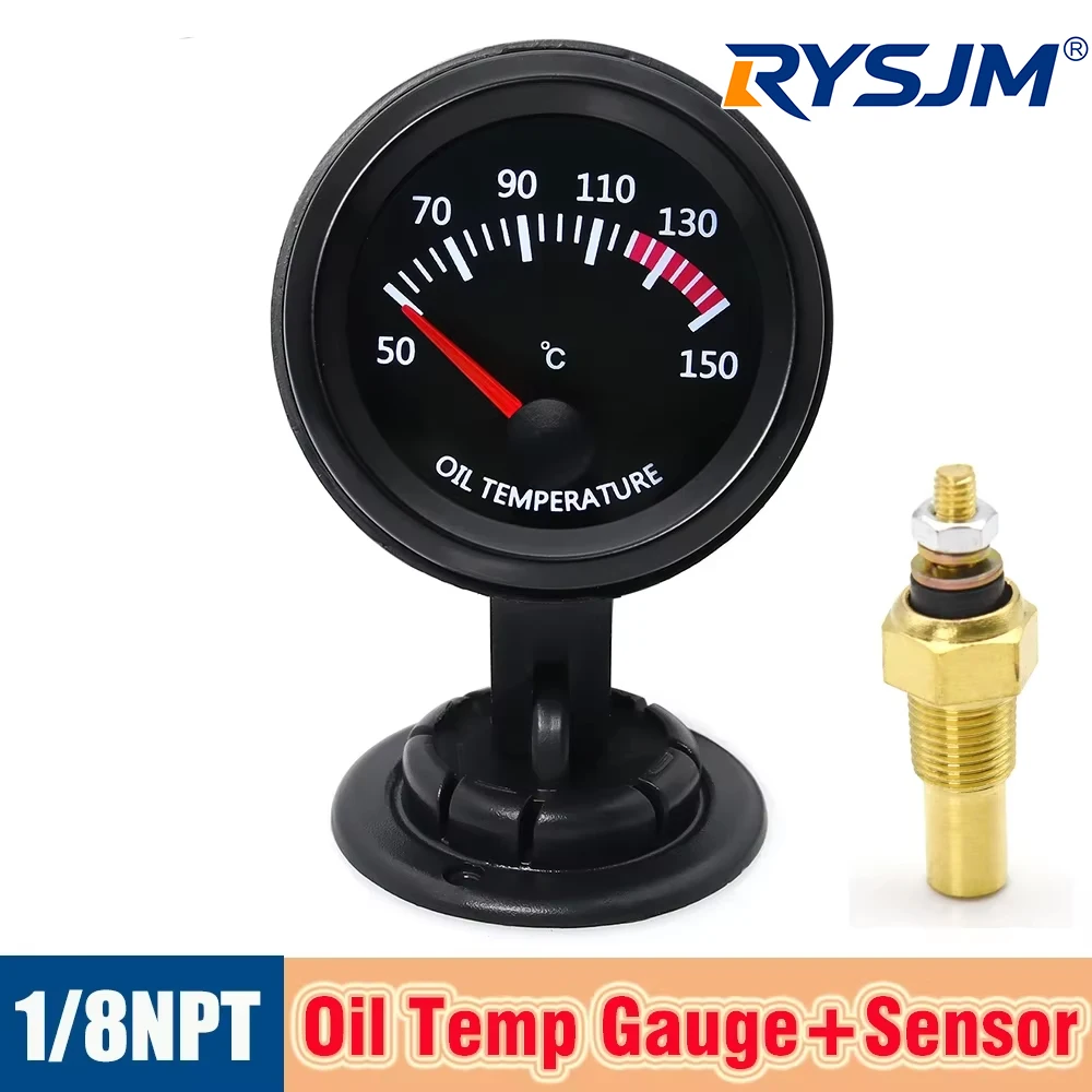 50~150℃ 52mm Fuel Temperature Gauge +Sensor 1/8 NPT Waterproof oil thermometer Meter Gauge Holders for Car Truck 12V Customized
