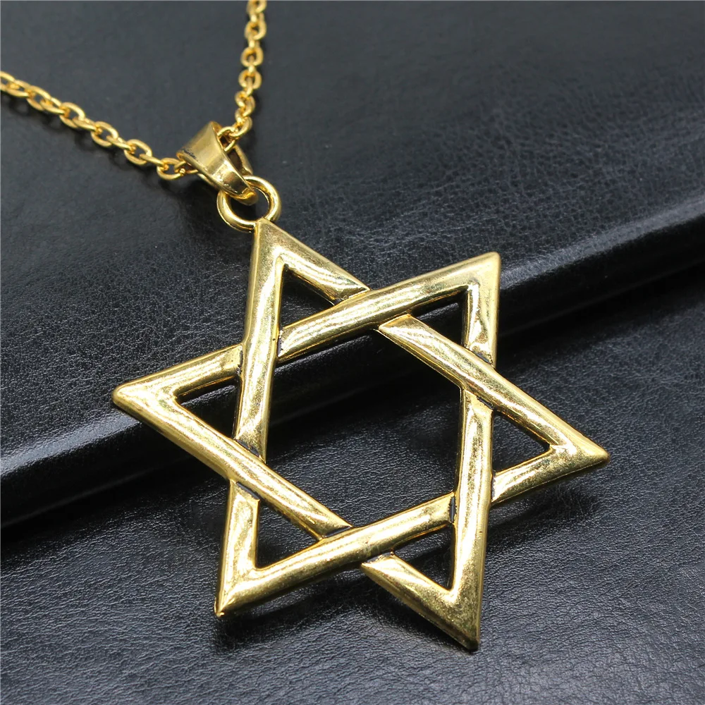 Fashion 3 Colors 75x59mm Large Star Of David Pendant Necklace For Women Men Punk Hiphop Long Chain Necklace Jewelry Accessories