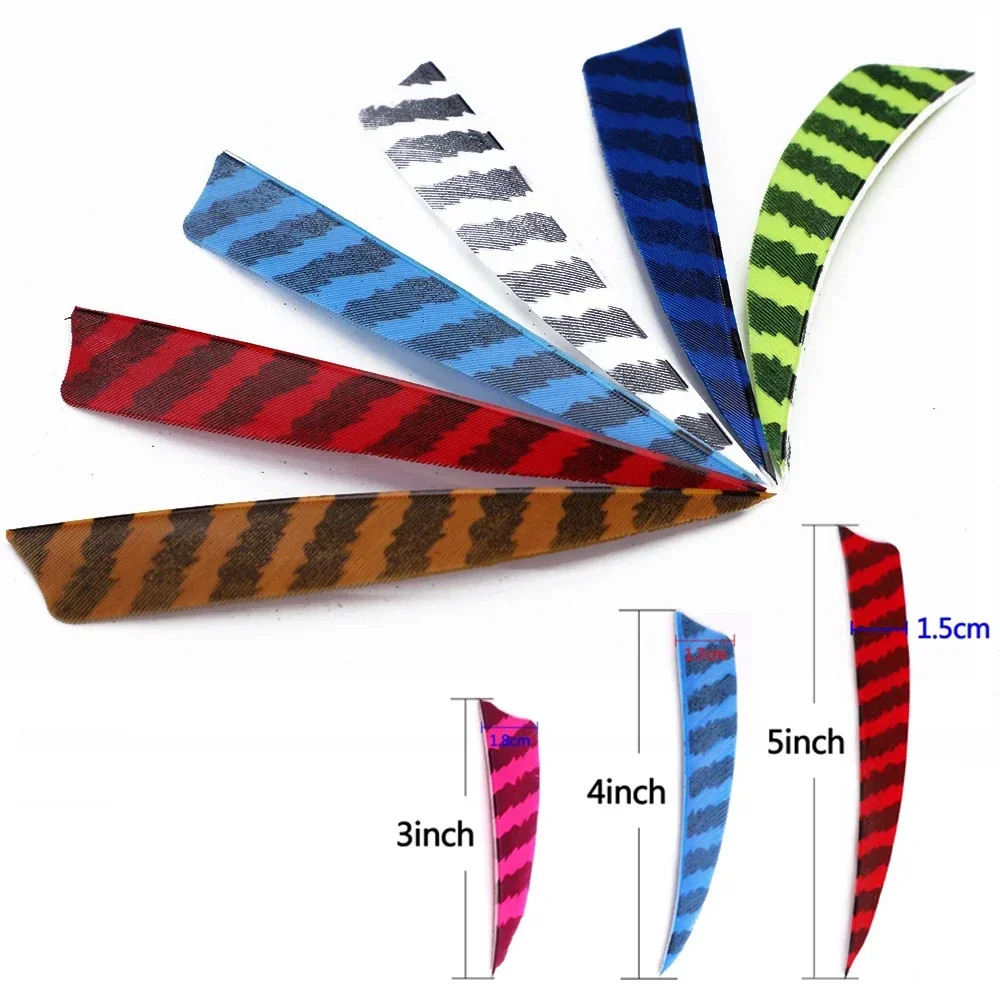 200Pcs 3/4/5Inch Shield Cut Arrow Feathers Striped Real Turkey Cut Feather Archery Accessories Fletching Feathers