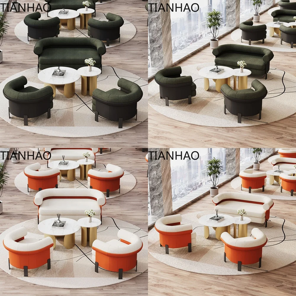 Hotel Lobby Reception Sofa Sales Office Lounge Booth Beauty Salon Business Office Meeting Guest Seating Set