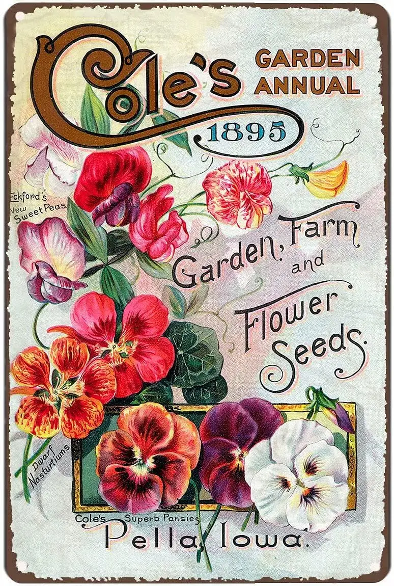 Retro Metal Tin Sign Rustic Wall Art Poster Plaque Vegetable And Flower Seeds Plant Bloom Floral Park Country Home Decor for Liv