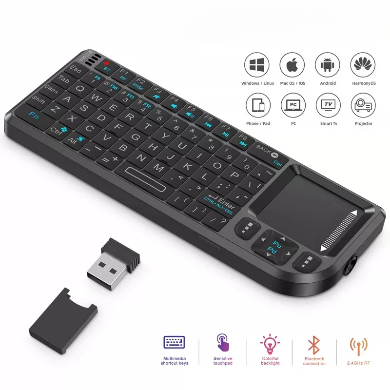 3-In-1 Mini Keyboard Portable Wireless Bluetooth Keyboard with Trackpad for MacBook PC Laptop Smart TV Keyboard Mouse Gamer Gift
