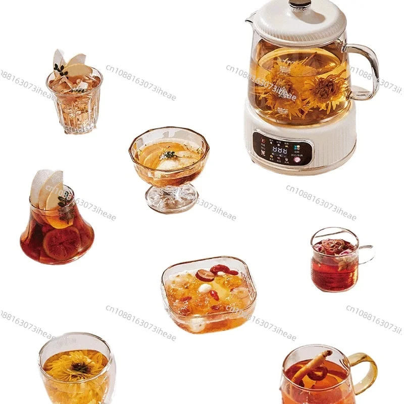 500W Multi-function Health Kettle Temperature Control Glass Flower Teapot 1.3L Electric Kettle 24h Appointment Stew Boil Kettle
