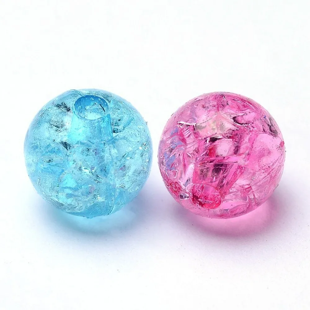 

500gs Transparent Crackle Acrylic Beads Round Mixed color 8mm Hole: 2mm 1890pcs/500g