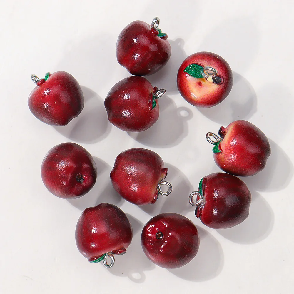 10 Stück Simulierte Apfel-Harz-Anhänger, dreidimensionale Fruchtanhänger für DIY-Ohrringe, Halsketten, Schmuck und Schlüsselanhänger-Zubehör – Detail 5