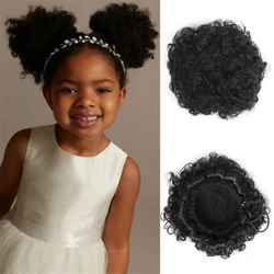 Kids Hair Puff Black Mini Afro Puff Drawstring Ponytail dla dziewczynek Czarne kobiety Perwersyjne kręcone włosy Updo Chignon Mały rozmiar