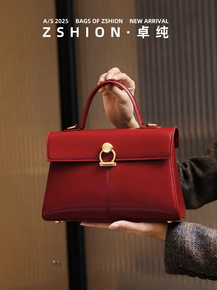 

Red Wedding Bag Women's Large Capaci Handbag Daily Use New 2025 Sle Single oulder Crossbody Handbag Soft Leather