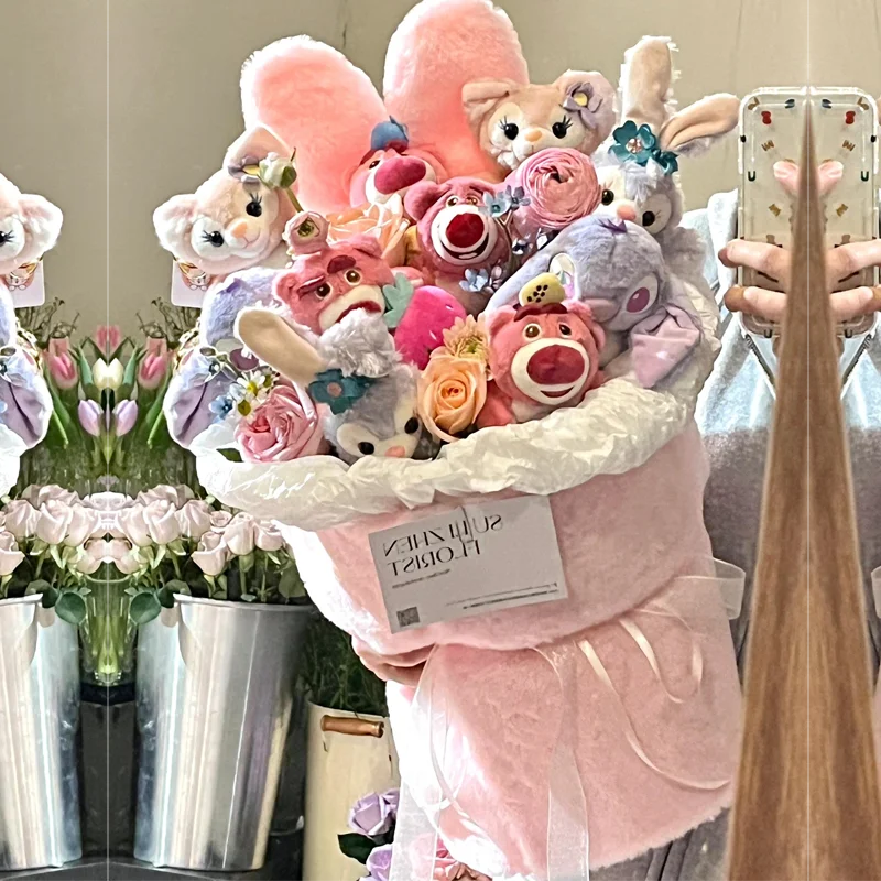 

Мультяшный плюшевый букет цветов, стежка Куроми, клубничный медведь, подарок для подруги, жены, лучший друг, День святого Валентина, день рождения