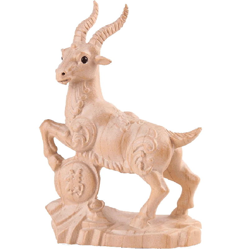Peach Wood Sheep Ornament Wood Carving Chinese Zodiac Paint Free Splice Free Fengshui Car Ornament Home Decoration Jewelry