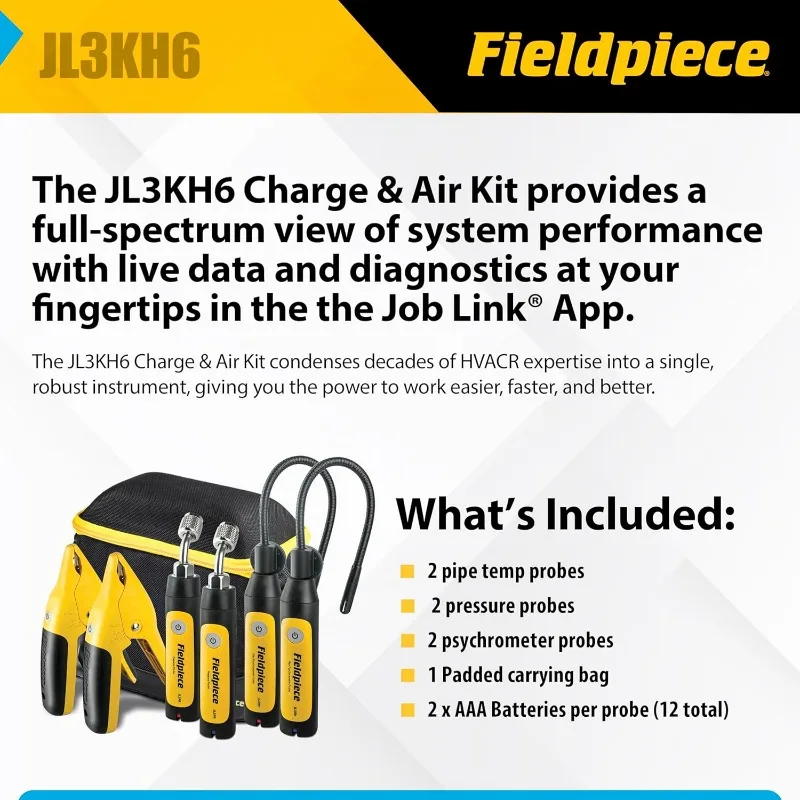 Job Link System HVACR Wireless Probe Kit - JL3KH6 - Fast Accurate Temps With Rapid Rail Technology - HVAC Tools Wit