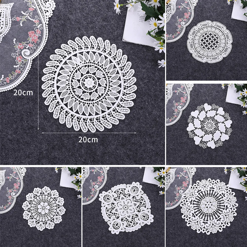 Round Lace Doilies Crochet Lace Placemat Napkin Placemat Cup Dish Coaster Table Place Mat Tea Glass Pad Doily Kitchen Handmade