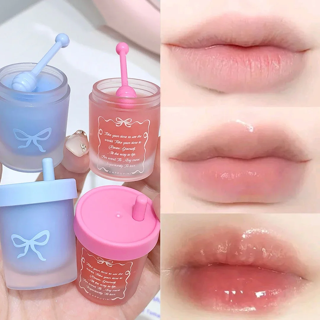 Juice Mug Moisturizing Lip Mask Hydrating Lightening Lip Lines Fruity Makeup Solid Tinted Lip Balm Jelly Gloss Jar Makeup