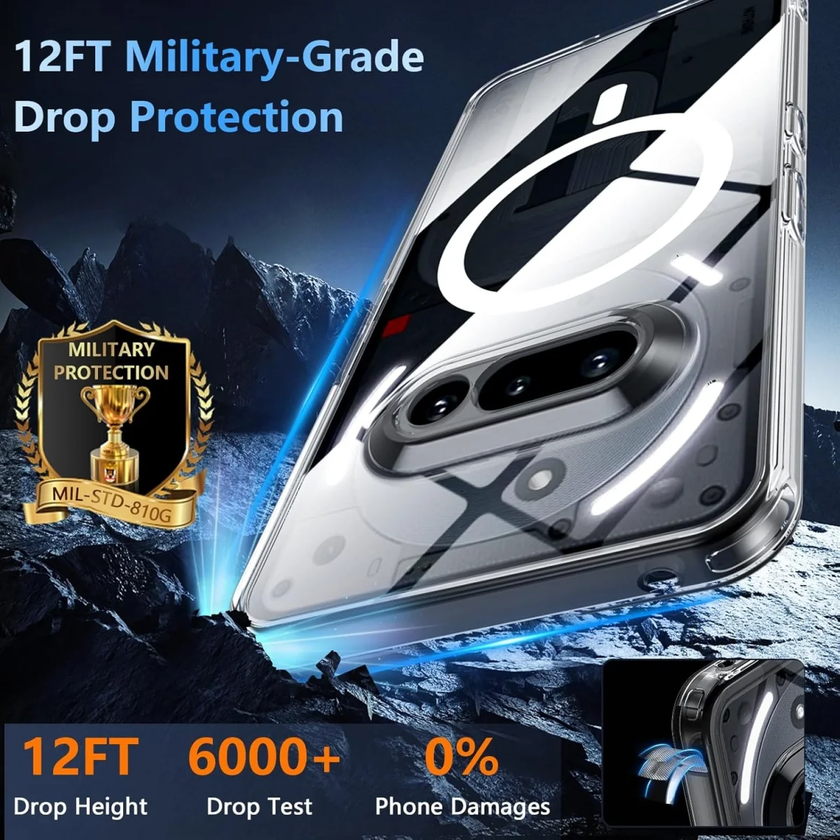 حافظة مغناطيسية لـ Magsafe Srong لهاتف لا شيء هاتف 3A NothingPhone3A 5G غطاء خلفي شفاف مقاوم للصدمات من البولي يوريثان + PC