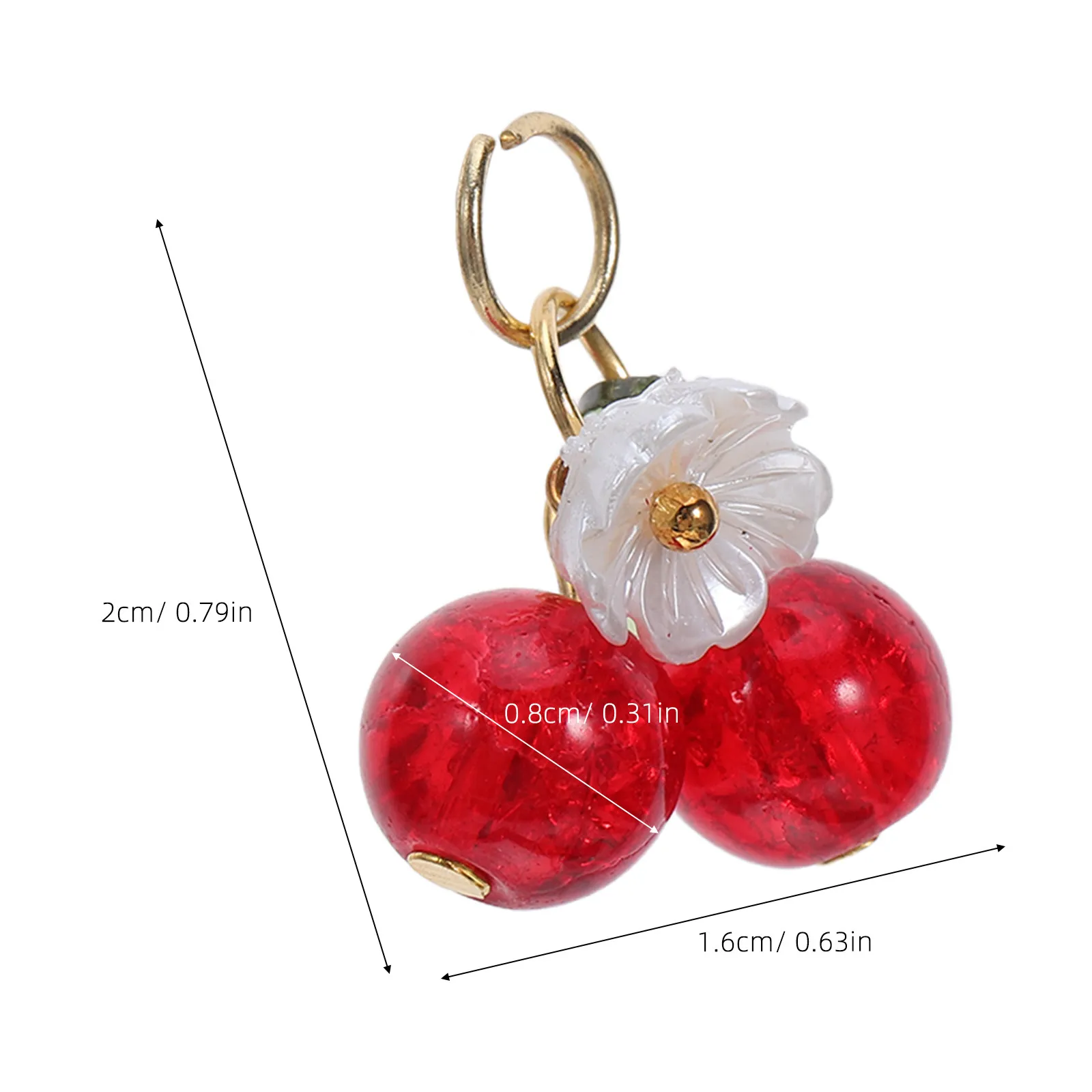 20Pcs Glass Cherry Pendants Detailed Leaf Design DIY Jewelry Craft Charms Keychain Necklace Bracelet Accessories