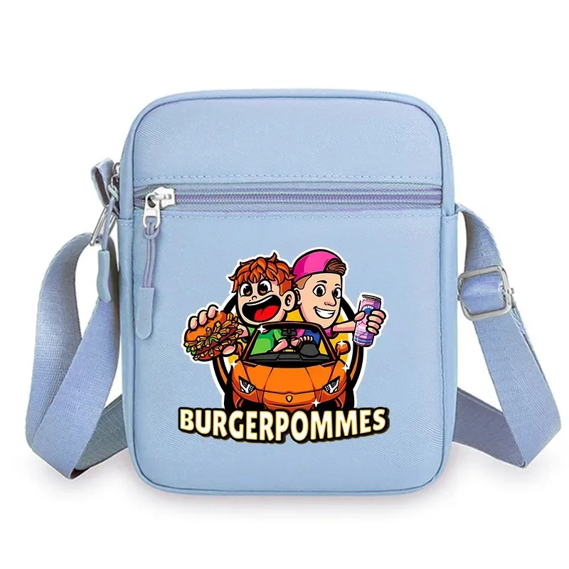 バーガーポムス Icrimax ボーイズクロスボディバッグショルダーバッグ漫画アニメプリントポケットポータブル大容量ハンドバッグ女性ギフト