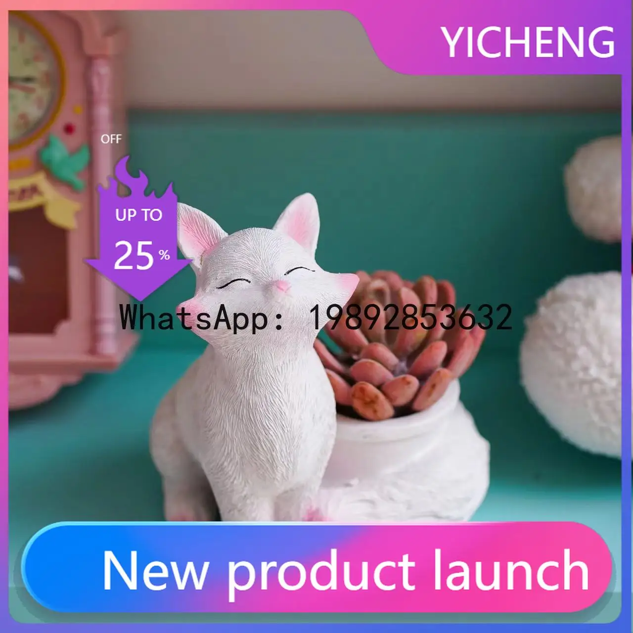 

ZZ Outdoor Garden Creative Desktop Decoration Cute Fox Nine-Tailed Fox Succulent Flower Pot Ornament for Planting