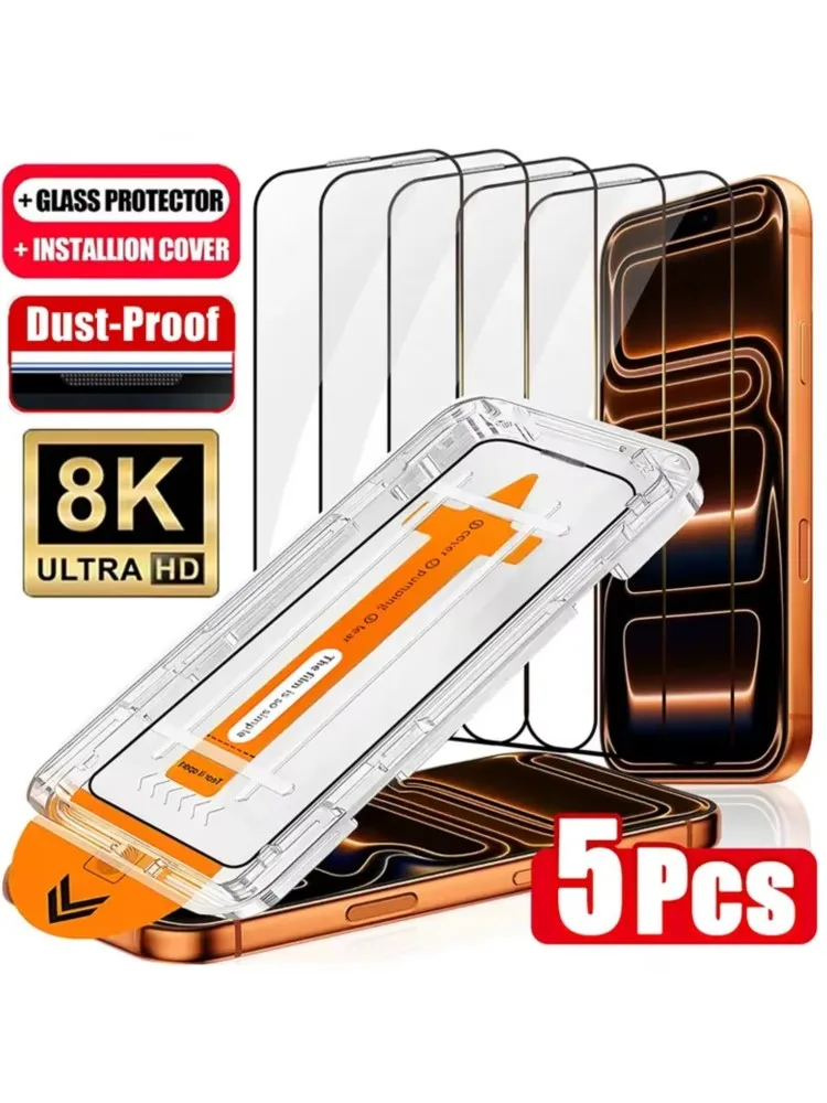 1-5 SZT. Szkło Hartowane do iPhone 18 17 Pro Max 17 Air 16 15 14 Plus 13 12 Mini 11 XR XS z Bezpyłową Instalacją, Ochraniacze Ekranu — 2