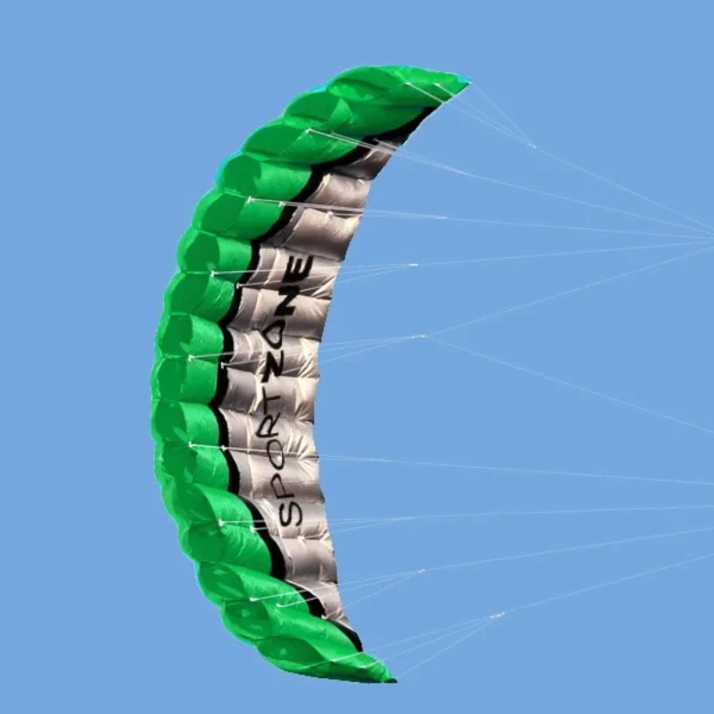 Interessante Extreme Sports Hoge kwaliteit Dual-line Zachte Paraplu Vlieger Groen Parachute Sport Strand 2,5 meter Paragliding